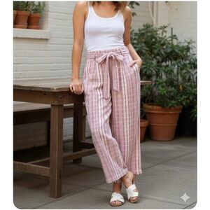SATURDAY SUNDAY Pink Checkered Wide Leg Pants SIZE M